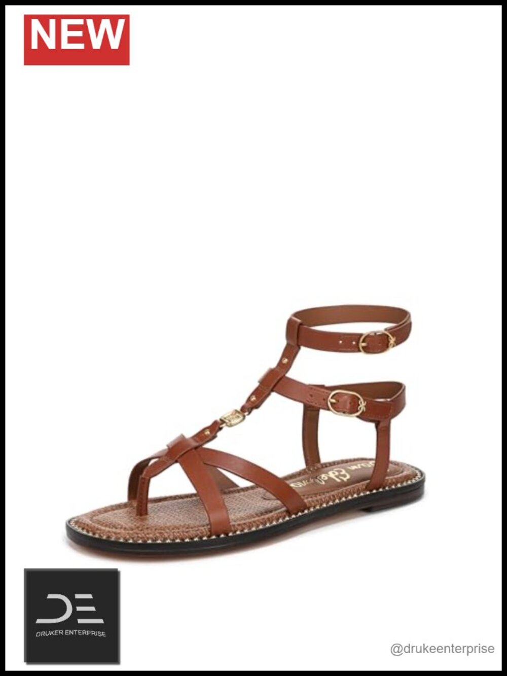 Leather Gladiator Sandals with Ankle Straps and Adjustable Buckles